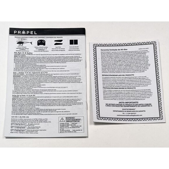 Propel NFORCE 2.0 RC Helicopter Flight INSTRUCTION MANUAL & Warranty Card ONLY - Picture 2 of 2